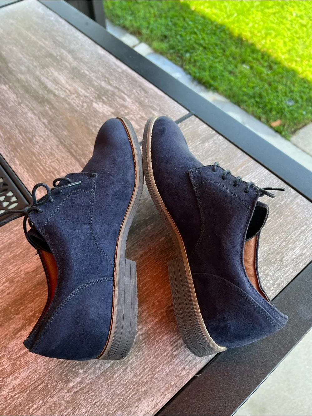 H&M Men's Blue Faux Suede Derby Shoes Oxfords Size 9 (EUR 42) NWOT
